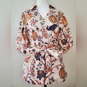 Elie Tahari Floral Puff Sleeve Blouse